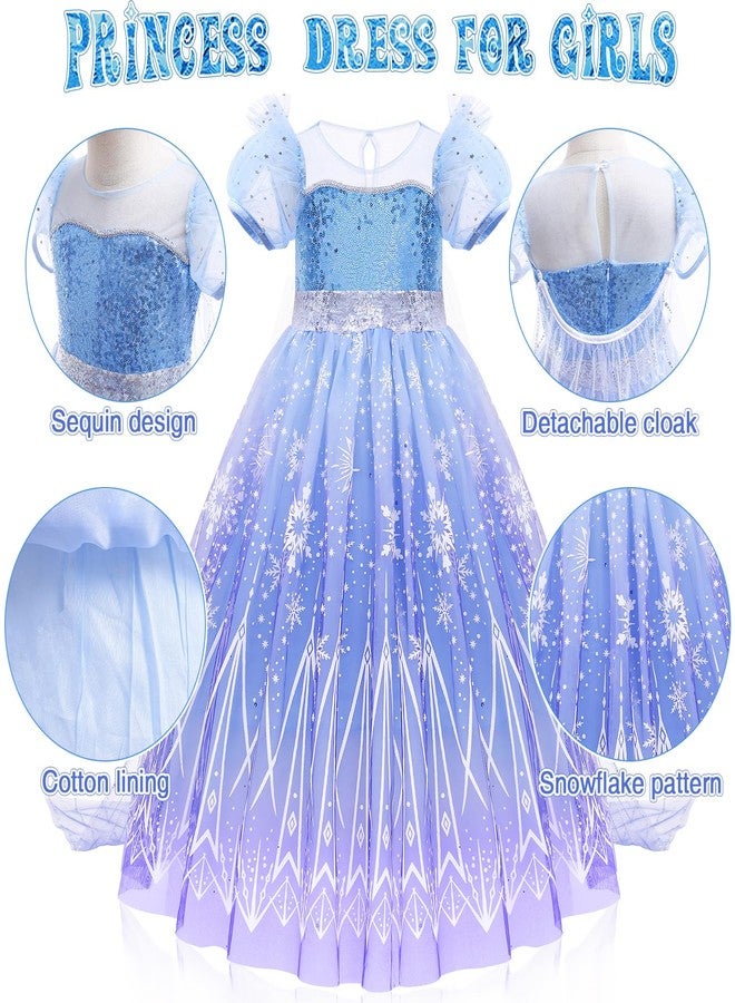 G.C Girls Light Up Elsa Costume Dress Princess Dress Up Clothes with Cape Toddler Kids Wig Crown Halloween Cosplay (100（3 Years）) - Image 5